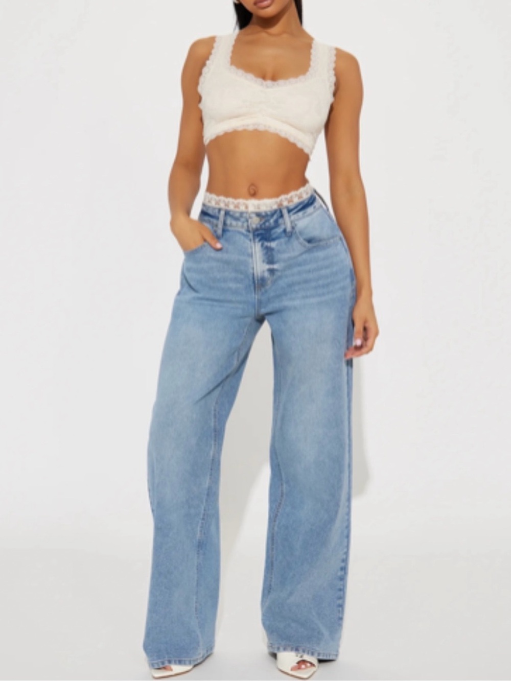 Fashion Nova Wide Leg Light Blue Women's Jeans size 9